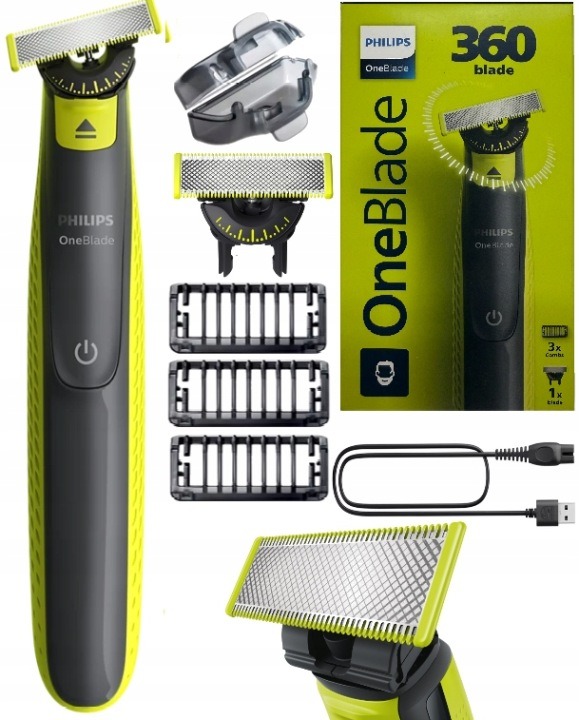 Holiaci strojček a zastrihávač Philips OneBlade 360 QP2724/23 na tvár | 3 nadstavce | mokré a suché holenie