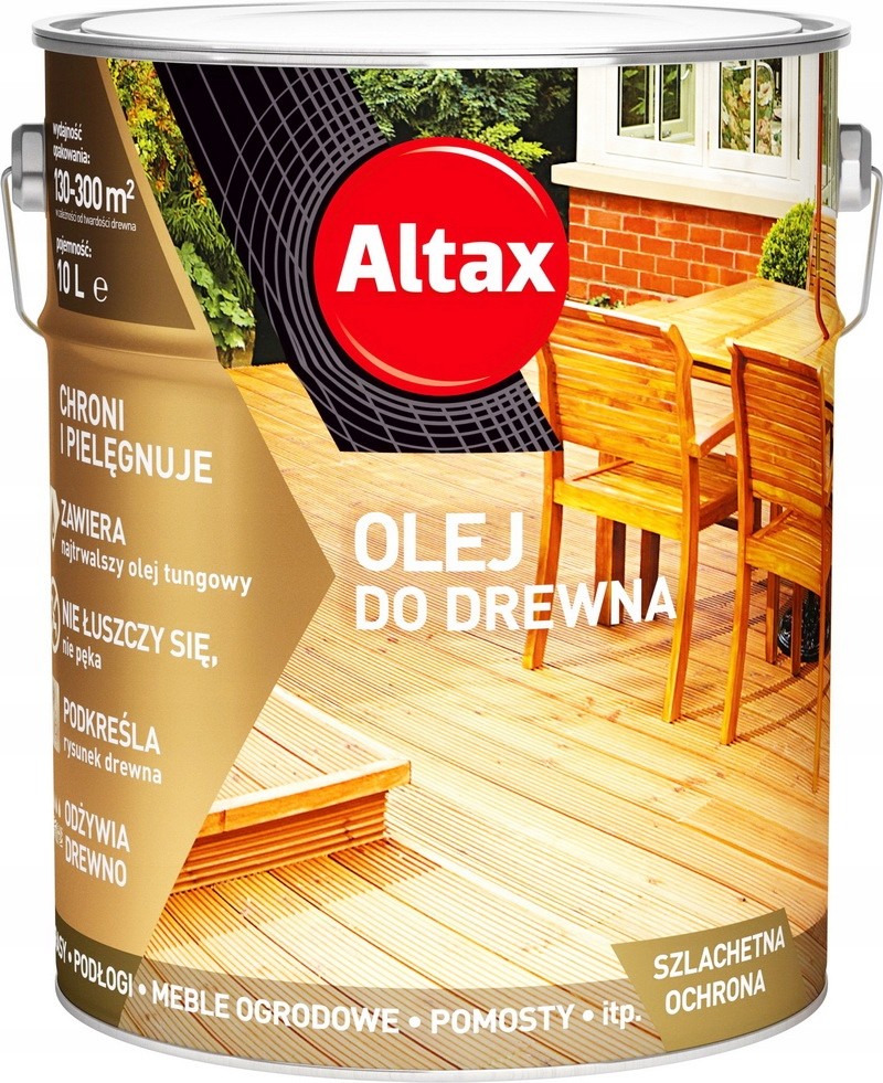 Olej, moridlo - Altax Wood pre drevo 10l - bezfarebné - pre terasy
