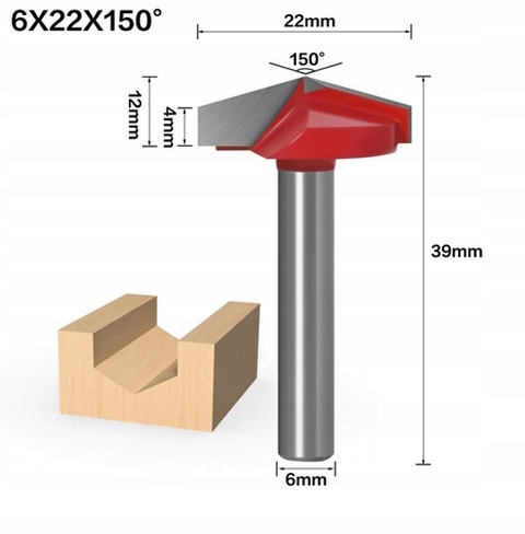 VHM Cutter 3d 22 mm 150 stupňov Grip 6 mm rezbár