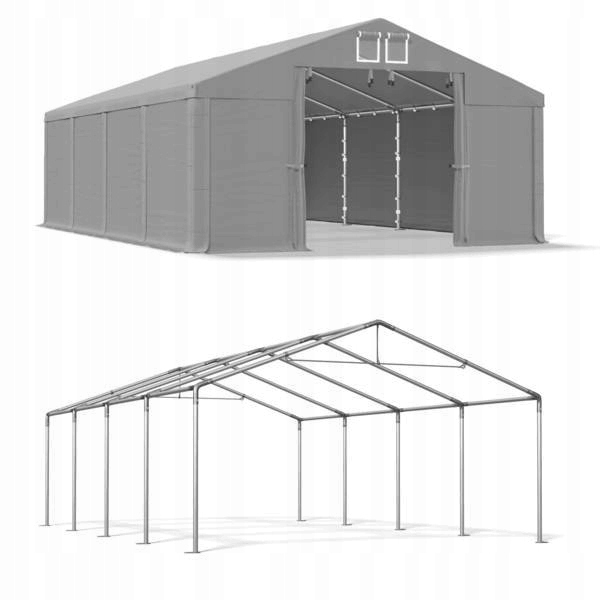 Skladové stany - 4x8m garážový stan Das 560 s Stan Hall