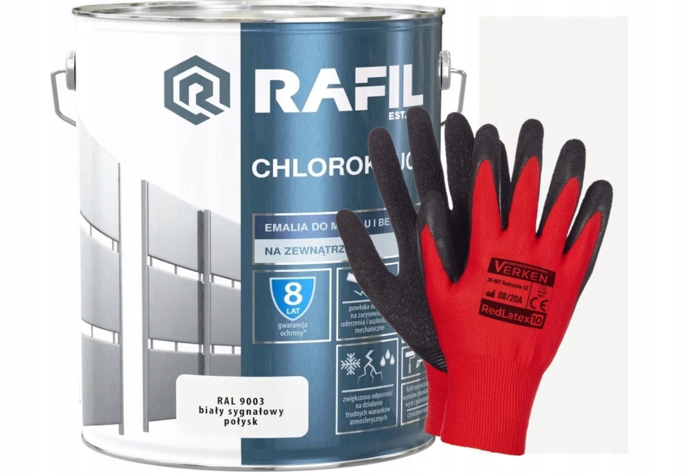 Farba - Rafil Emalia chlorokacka 10l biela 9003 + r