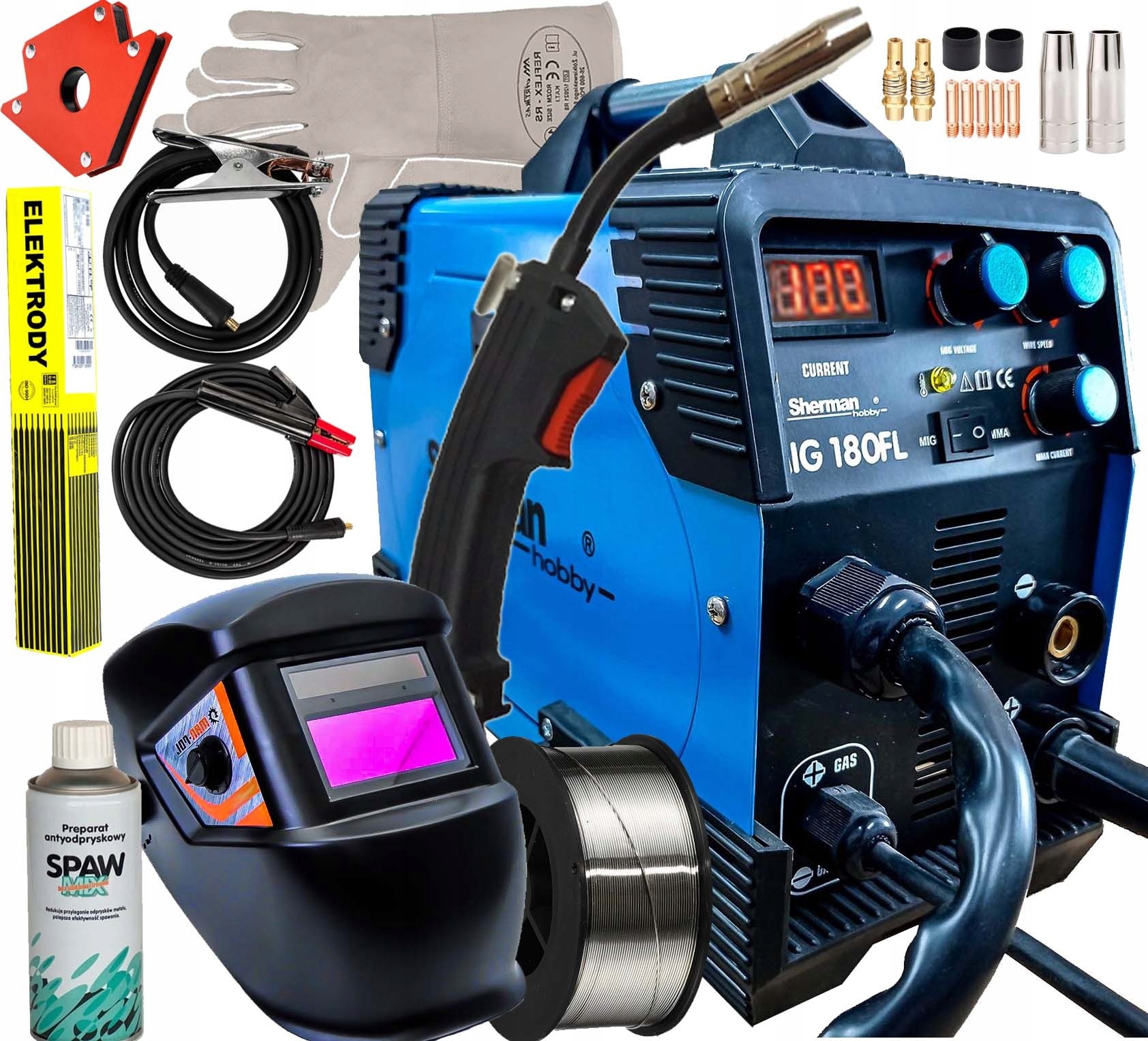 Profi zváračka - ZVÁRACÍ STROJ SHERMAN 180A 230V MIG MAG FLUX MMA TIG