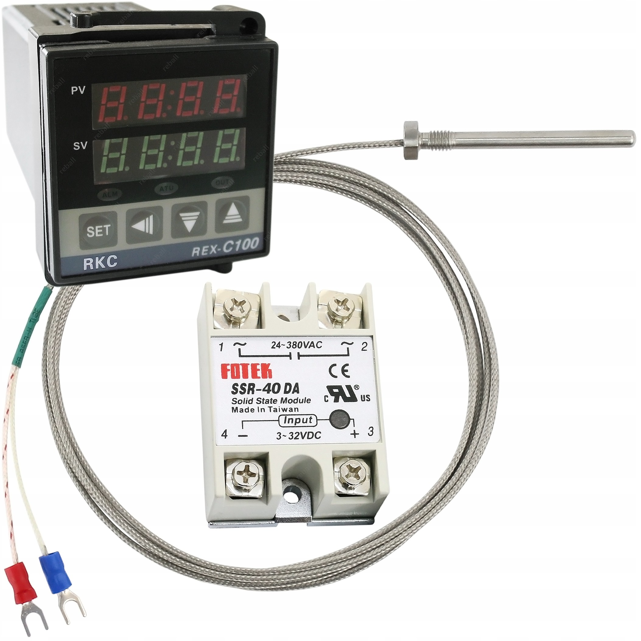 Regulátor - Nastavte Rex C100+SSR 40A+senzor K m6 5x50 skrutkovaný