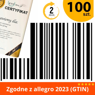 Čítačka kódov - 100 kódov EAN-13 pre Allegro Baselinker + certifikát