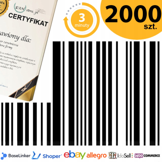 Čítačka kódov - 2000 Kódy EAN-13 pre Allegro Baselinker +certifikát
