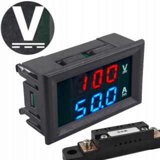 AMPÉROVÝ VOLTMETER 100V 50A SATLY DC PRÚD