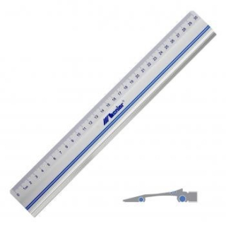 Hliníkový kovový pravítko s mapovanou rukoväťou 30 cm
