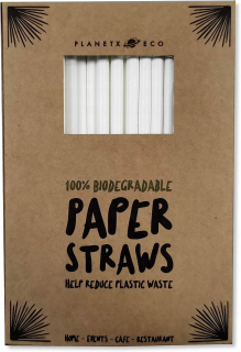 Slamky na nápoje - Biely papier slamky bezpečné nápoje 100 kusov