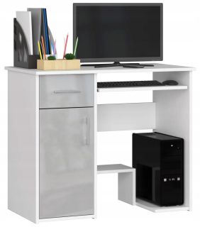 Kancelársky písací stôl - Jay White / Metallic Gloss Desk