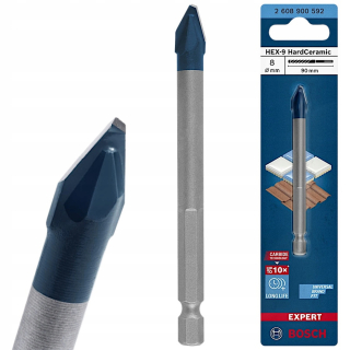 Bosch vŕtačka pre keramiku dlaždice 8 mm x 90 mm hex-9