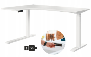 Kancelársky písací stôl - Biely USB Electric Corner Computer Desk