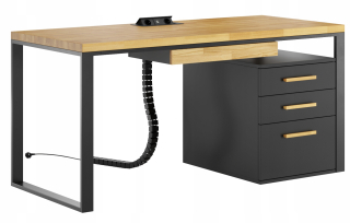 Kancelársky písací stôl - Oak Loft Desk, predlžovací kábel a zásuvka