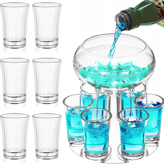 Nálevka, dávkovač na fľaše - Dávkovač alkoholu Nalewak + 6 pohárov 45 ml