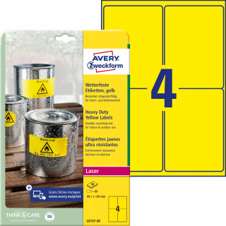 Samolepiace print etikety - Ťažké štítky Avery 99,1x139 L6127-20