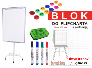 Magnetická tabuľa - Flipchart Mobile 70x100 Wheels + Accessories Paper