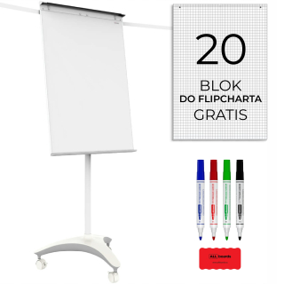 Flipchart Prof - Magnetický flipchart nastaviteľný 100x70 na kolesách