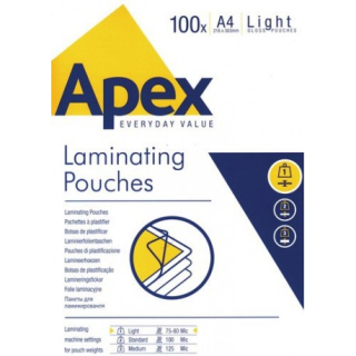 Apex A4 80 Fellowes 100x Lamination Films