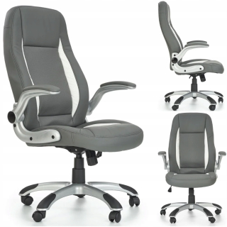 Kancelárska stolička - Ergonomická otočná stolička ramentná šedá koža