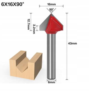 Cutter VHM 3D 16 mm 90 stupňov Grip 6 mm rezbár