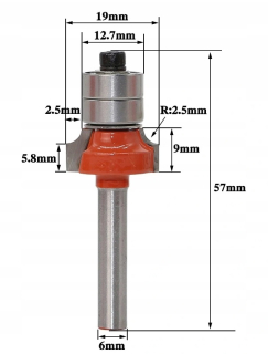 Zokrúhlenie na drevo 19 mm Grip 6 mm R2,5