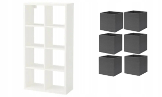 Polica, regál do kancelárie - Ikea Flyst Flyste White 69x132 CM 6 Fysse Boxes