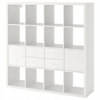 Polica, regál do kancelárie - Knižovačka Ikea Kallax so 4 kazetami, biela, 147x147 cm