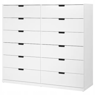 Polica, regál do kancelárie - Ikea Nordli Dresser 12 zásuviek biele 160x145 cm