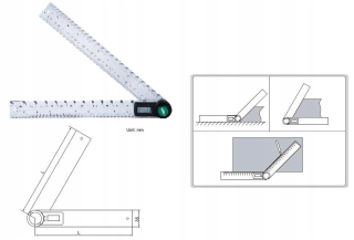 Uhlomer - INSIZE Digitálny uhlomer rozsah 0-360° 200 mm