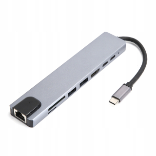 Rozhranie 8 v 1 typu C k rozbočovaču USB 3.0