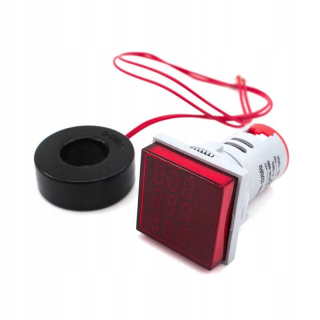 Svetlo 230V voltmeter ampéma Hz LED červená