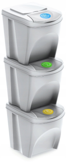 Kôš na smeti - ODPADOVÝ KOŠ SORTIBOX 3x25 BIELY PROSPERPLAST