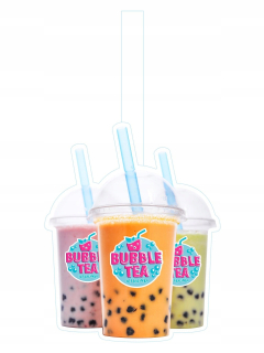 Zmrzlinovač - Reklamný závesný vobler BUBBLE TEA vobler 16x20cm