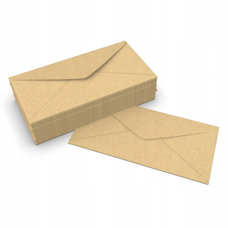 Ozdobné papierové obálky - Hnedé dekoratívne obálky silné 50ks DL 110x220 mm