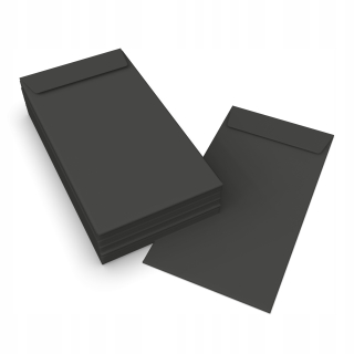 Ozdobné papierové obálky - Čierne dekoratívne obálky silné 50 ks DL 100x220 mm