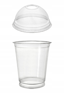 Jednorázové poháre - Potraste šálku 300 ml + veka s otvorom 50 ks.