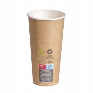 Jednorázové poháre - Kraft Green Leaf 500 ml papierový pohár 50 ks