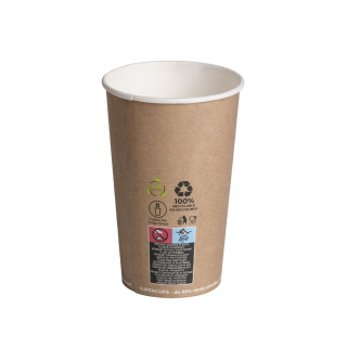 Jednorázové poháre - Kraft papierový pohár Green Leaf 400ml 50ks
