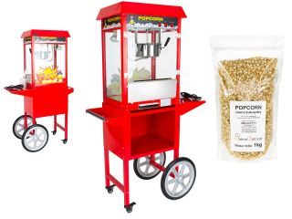 Stroj na výrobu popcornu - Pečený kukuričný stroj s kočíkom + popcorn
