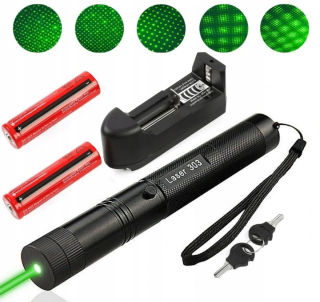 Ukazovadlo - VÝKONNÝ LASER ZELENÝ LASER + kľúč + 2 batérie