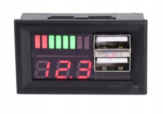 Merač batérie USB nabíjanie USB 7-15V