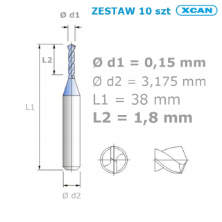 MINI DRILLS DRILLS 0,15 mm set 10 karbidových počítačov