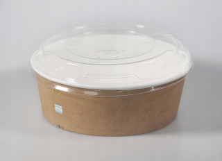 Boxy na jedlo a nápoje - Kraft 1300 ml papierovej misky + veko 50 ks