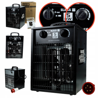 Ohrievač - 5kW čierny elektrický ohrievač