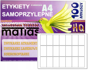 Samolepiace print etikety - Nálepky 63x38 A4 štítky pre nálepky na tlačiarni 100