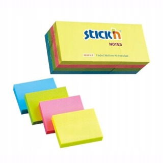 Samolepiaci poznámkový blok 38x51mm Mix 4 Kol Neon Stick'n