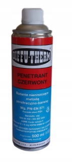Penetratívna červená príprava na testovanie rôznych zvarov