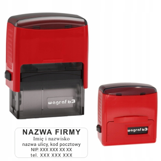 Kancelárska pečiatka - Názov Stamp Wagraf z Polan 1 až 3 riadky+Eraser