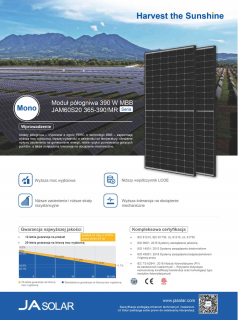 Fotovoltaický panel 380W JA Solar, Čierny rám, m