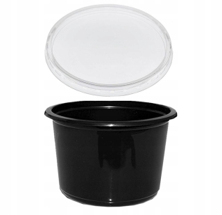 Boxy na jedlo a nápoje - Okrúhla kontajner + veko 500 ml 50 kusov čierna