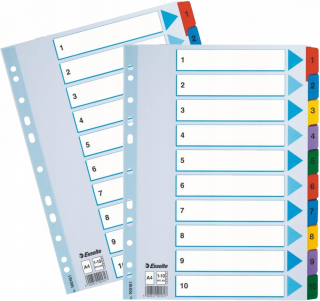 Rozdeľovače zakladačov A4 / 10 ESSELTE MYLAR x2